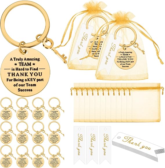 Yinkin 36pcs Employee Appreciation Gifts Thank You Coworker Keychain, Gold