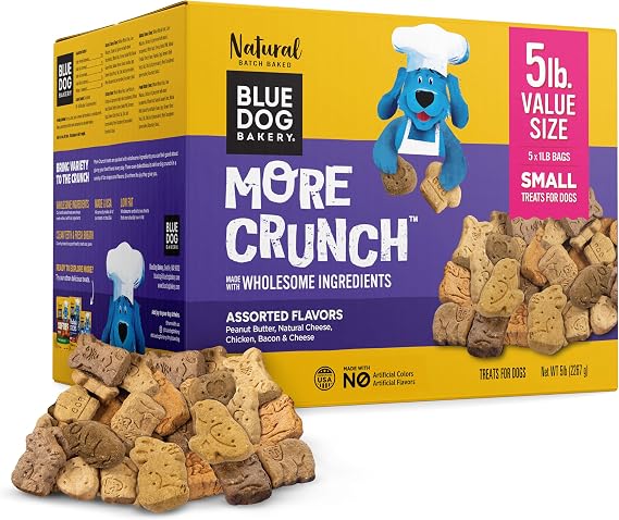 Blue Dog Bakery, More Crunch Assorted Biscuit, Small Dog Treats 5lb Box