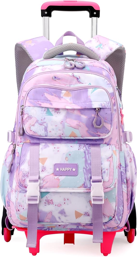 Kids Rolling Backpack for Girls School Backpack with Wheels for Boys Wheeled Trolley Bookbag for Primary Student