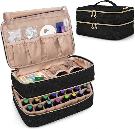 BAFASO Essential Oil Storage Case Holds 40 Bottles (5ml-30ml), Black