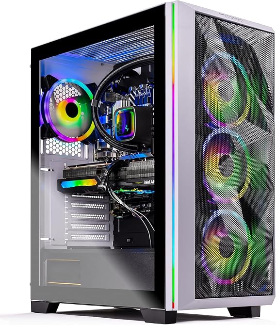Skytech Gaming PC Desktop Intel Core i7 12700F 2.1 GHz, Intel Arc A770, 1TB NVME Gen4 SSD, 16GB DDR4 RAM 3200, 650W Gold PSU, 240mm AIO, 11AC Wi-Fi, Windows 11 Home 64-bit,White