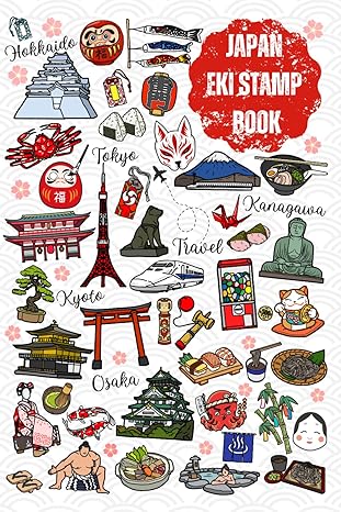 Japan Eki Stamp Book: Travel Journal Stamp Book, Collecting for Memories and Stamp at Train Station, Temple, Passport size 4" x 6", Great Gift Notebook