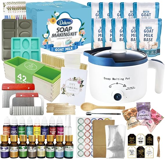 PIUH Deluxe Goat Milk Soap Making Kit with All Suuplies for Adults Begineer