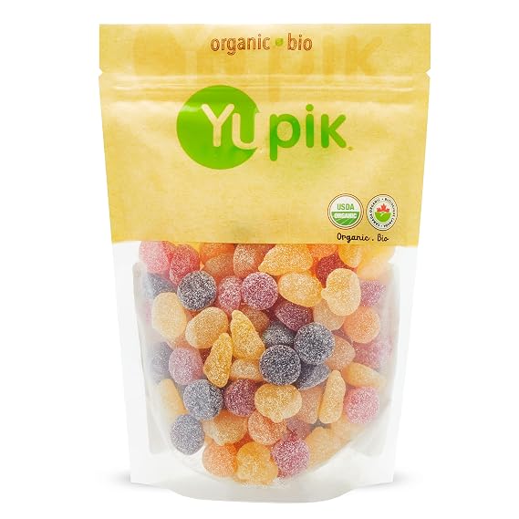 Yupik Organic Sour Gummy Mix, 16 oz, Vegan, GMO-Free, Vegetarian, Gluten-Free,Multi, Pack of 1