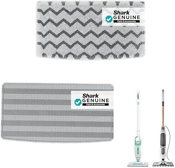 Shark Genuine Steam Mop Replacement Pads 2 Pack 1 Dirt Grip & 1 Scrub Pad Included, Machine Washable, Designed for Sealed Hard Floors, Compatible with Shark S1000 & S2000 Series ONLY, 1153FCS2000
