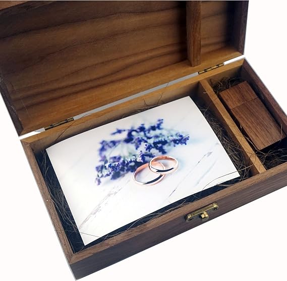 LONMAX 16GB Wedding Birthday Walnut USB Flash Drive Gift Wooden USB 2.0 Thumb with Gift Box(16GB, HF+HTMCH)