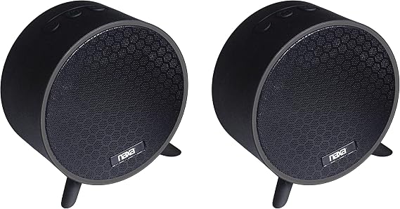 Naxa Electronics Dual Bluetooth True Wireless Sync Speakers Combo, Black