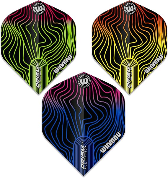 WINMAU Prism Alpha Solar Design Dart Flights - Standard Shape 100 Micron Polymetronic Flights for Stable Throw Control, Replacement Flights for Steel & Soft Tip Darts, 3 Sets (9 Flights)