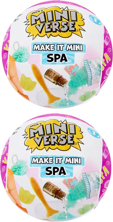 MGA's Miniverse Make It Mini Spa (2 Pack), Mini Collectibles, Mystery Blind Packaging, DIY, Really Works, Real Spa Products, Collectors, 8+