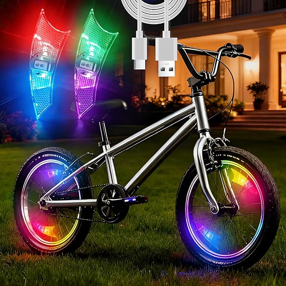 Bike Wheel Lights Rechargeable 2pack,Bike Spoke Light Weatherproof, Adults Kids Bicycle Lights for Wheels,Motion Sensor