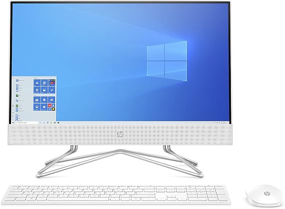 HP 21.5" All-in-One Desktop, AMD Athlon Silver 3050U Processor, AMD Radeon Graphics, 4GB RAM, 128GB Storage, Windows 10 Home 22-dd0110, 2021, Snow White