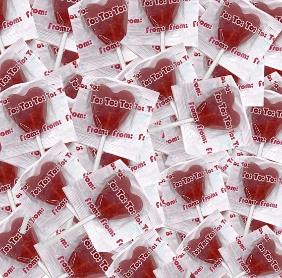 Heart-Shaped Cherry Or Strawberry Lollipops, Individually Wrapped, Kosher, Pack of Pops | (20 - Count, Cherry