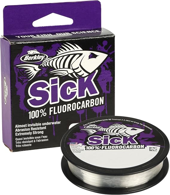 Berkley Sick Fluorocarbon Leader Material - Clear Fluoro Carbon Fishing Line, Fast Sinking and Invisible Predator Fishing Leader 50m/40m Perfect For Freshwater and Saltwater Sea Fishing