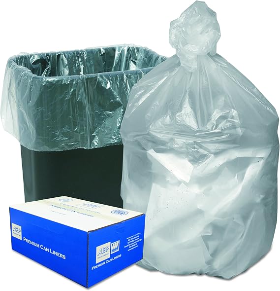 Ultra Plus Can Liner, 7-10 Gallons, 8 Microns, 24 x 24, Natural, 20 Rolls of 50 Bags (HD24248N)