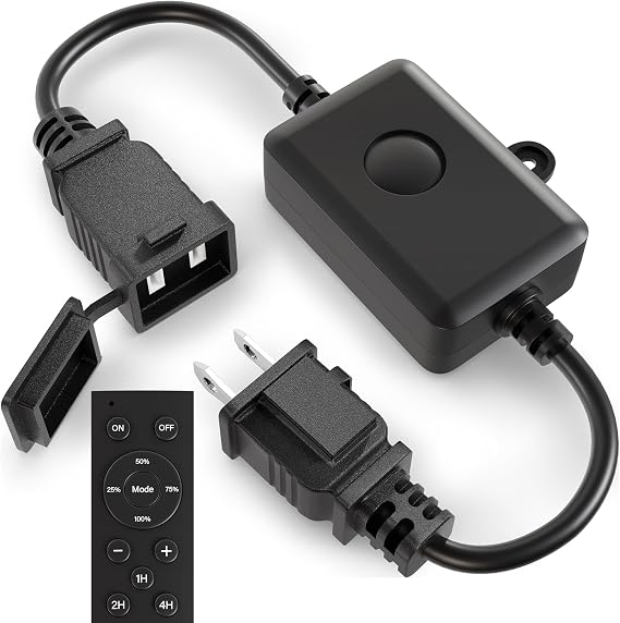 Larkvue 120W Outdoor Dimmer for String Lights with Remote, 4 Brightness, 3 Modes, Timer & Memory Function, Waterproof Plug Switch for S14/ST38/G40