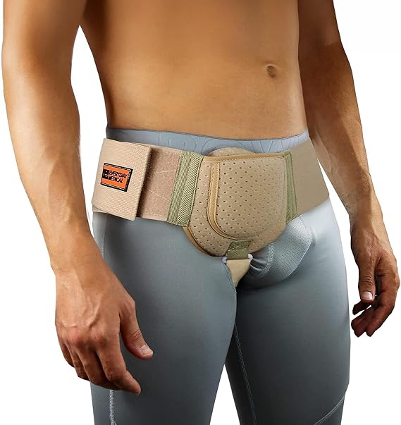 EVERYDAY MEDICAL Hernia Belt for Men - Inguinal Hernia Support for Men, Adjustable Waist Strap Groin Support, Post-Surgery Hernia Truss Suitable for Left or Right Side - Beige, Large/XLarge