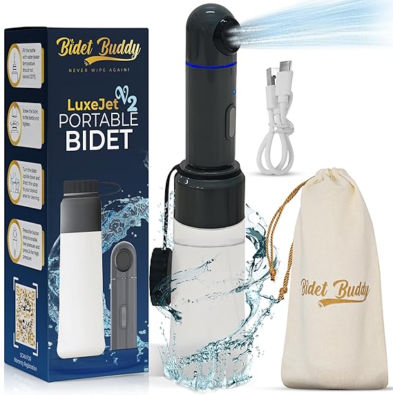 BIDET BUDDY LuxeJet V2 Portable Bidet for Travel with 350mL Built-in Bottle