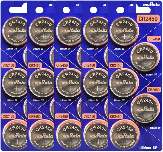 Murata CR2450 Battery DL2450 ECR2450 3V Lithium Coin Cell (25 Batteries)