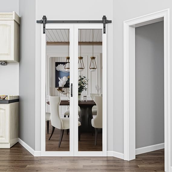 40"x84" Full Length Mirror Bifold Barn Door and Hardware Kit, Pre-Assembled