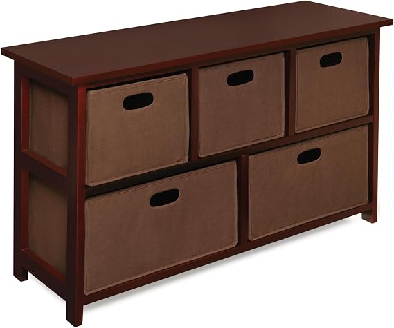 Badger Basket Five Drawer Nursery Storage Organizer with Fabric Baskets - Fabric/Cherry