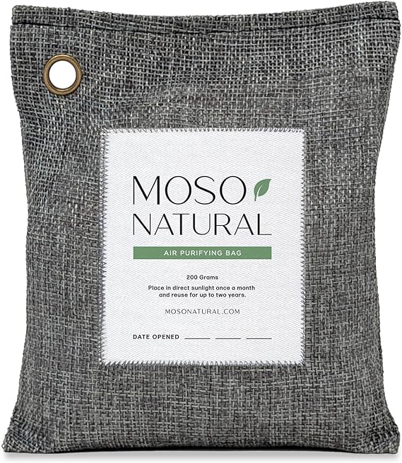 Moso Natural Air Purifying Bag 200g, Charcoal Odor Absorber, Car Odor Eliminator & Closet Deodorizer for Home & Pet, Lasts 2 Years, Unscented Bamboo Charcoal Bags, HGTV Editors' Pick