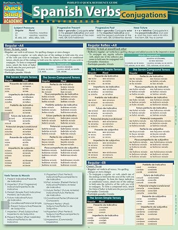 Spanish Verbs: Conjugations QuickStudy Laminated Reference Guide (QuickStudy Academic) (Spanish and English Edition)
