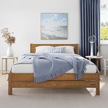 Double Bed Frame 4ft6 – Solid Pine Wooden Bed Frame for Adults, F3 Easy Assemble Bed with Sturdy Slats & Extra Four Supportive Legs, Comfortable Bedroom Furniture | (Oak)