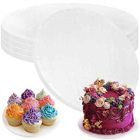 Cake Board - 4 Pack, 8 inch, White - Reusable Round Cake Drum for Showstopping Desserts - Heavy-Duty Disposable Cardboard Cake Base with Smooth Surface - Cake Decorating Supplies