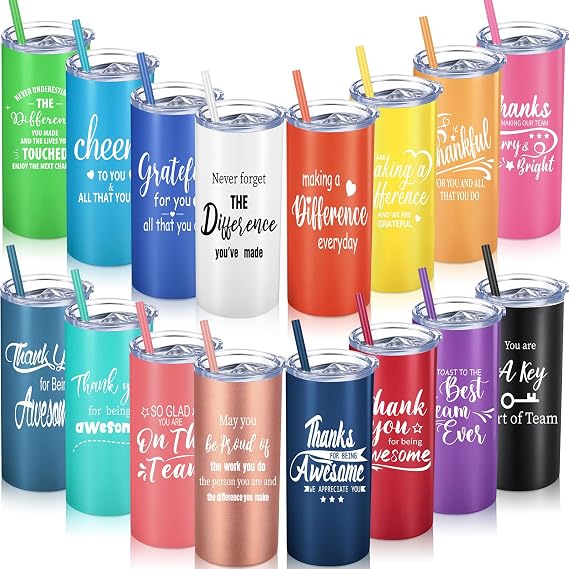 Uiifan 16 Pcs Employee Appreciation gift bulk, 16 oz Thank You Tumbler