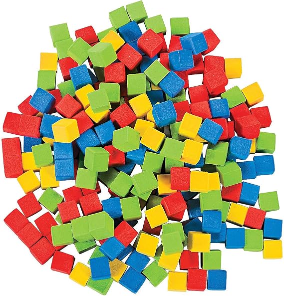 Fun Express Math Manipulatives Foam Blocks Counting Cubes 200 Pack - Colorful 1cm Learning Toys for Preschool Kindergarten Classroom | Sorting Activities & Math Games for Kids Ages 3-8