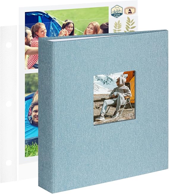 1DOT2 8.5x11 Inch 3 Ring DIY Scrapbook Photo Album, Cyan Blue
