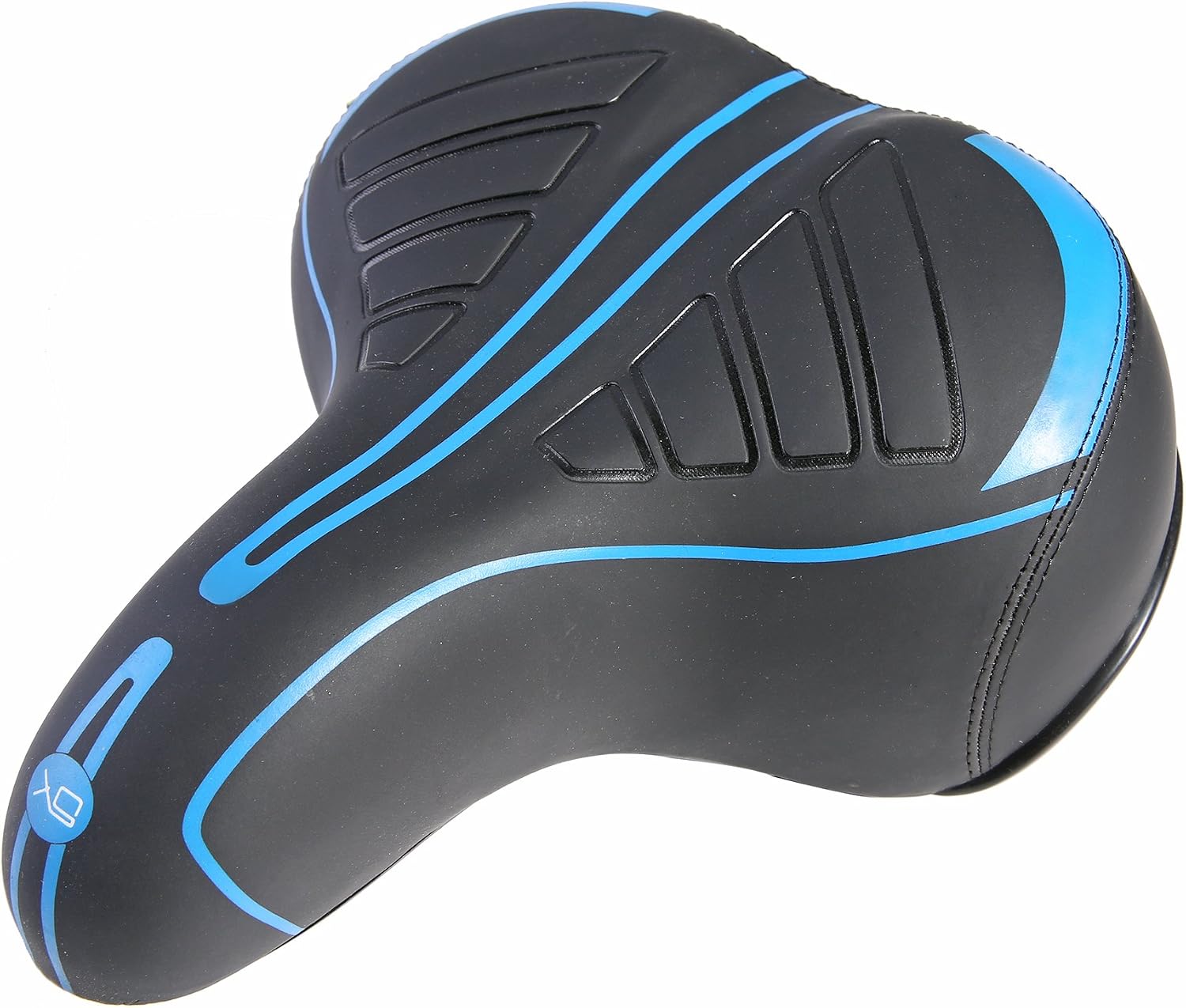 UNISTRENGH Bike Saddle with Exclusive Shock Absorber Ball Base, Big Bum Extra Wide Leather Bicycle Seat Soft Comfy Gel Padded Cushion with Reflective Tape