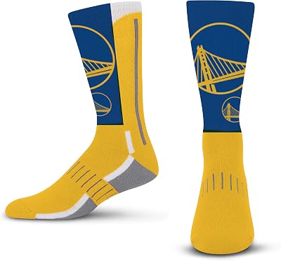 For Bare Feet NBA GOLDEN STATE WARRIORS Logo Zoom Mesh Crew Sock Size Large