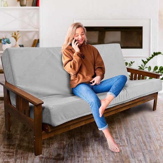 Matini Home Memory Foam Futon Mattress, Foldout Couch Futon Mattress - Full Size (Dolphin) - Comfortable and Heavy Duty Sofa Bed, Thick Corded Cushion for All (Frame NOT Included)