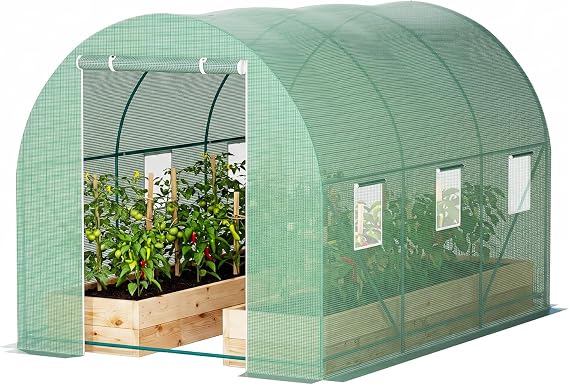 10'x7'x7' Green House Portable Greenhouse Large Walk-in Greenhouses for Outdoors Greenhouse Plastic with Observation Windows and Rolling-up Door
