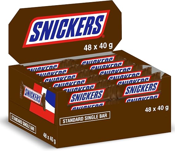 Snickers Peanut Caramel Nougat Milk Chocolate Bars Bulk Multipack, 48x40g