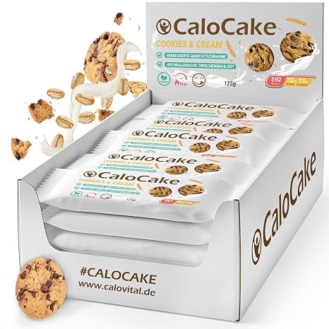 CaloVital High Caloric Food for Weight Gain Endurance & Energy Bars with Lots of Protein & 592 Calories Meal Bars Vegan & Lactose Free CaloCake by CaloVital Box of 24 (Cookies & Cream)