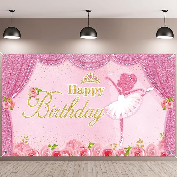 Ballerina Birthday Party Decorations 5 x 3 ft Cute Ballet Photography Backdrops for Girls Birthday Baby Shower Dance Ballerina Party Supplies Decorations