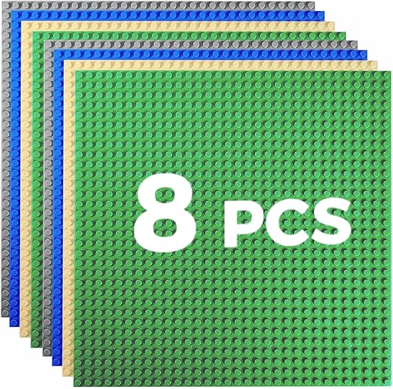 8 Classic Base Plates for Clamping Blocks 32 x 32 Studs Multi-Colour