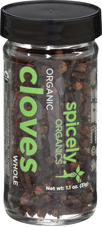 Spicely Organic Cloves Whole 1.10 Ounce Jar Certified Gluten Free (Pack of 2)