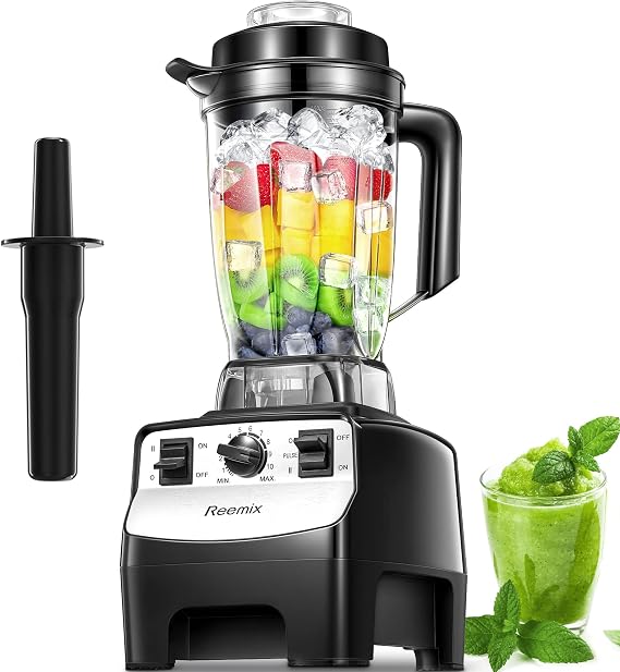 Reemix Blender, 2000W Jug Blender with 2L Tritan Jar, 8 Steel Blades