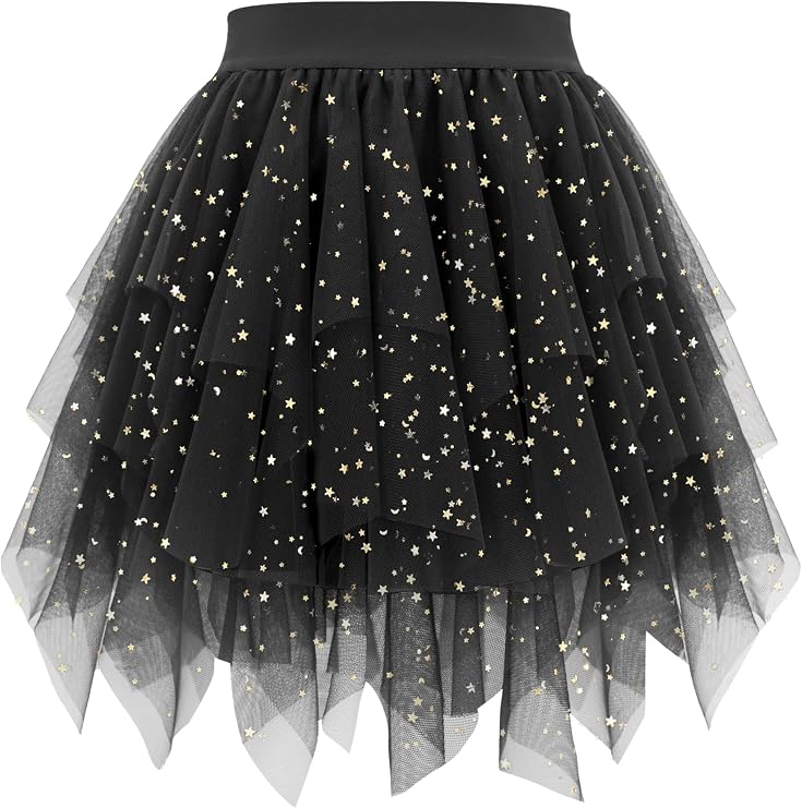 tagunop Womens Tulle Skirt Layered Fairy Irregular Tutu