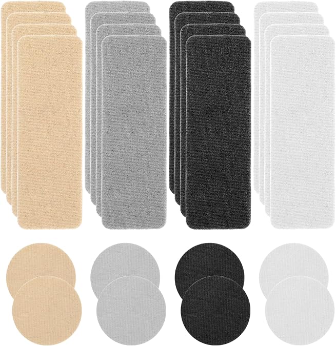 Giantree 24 Pcs Shoe Patches for Holes, Circle and Square Shape Shoe Hole Prevention Repair Patches, 4 Colors Self-Adhesive Shoes Prevention Toe Heel Hole Repair Patch Kit for Sneakers Mesh Shoes