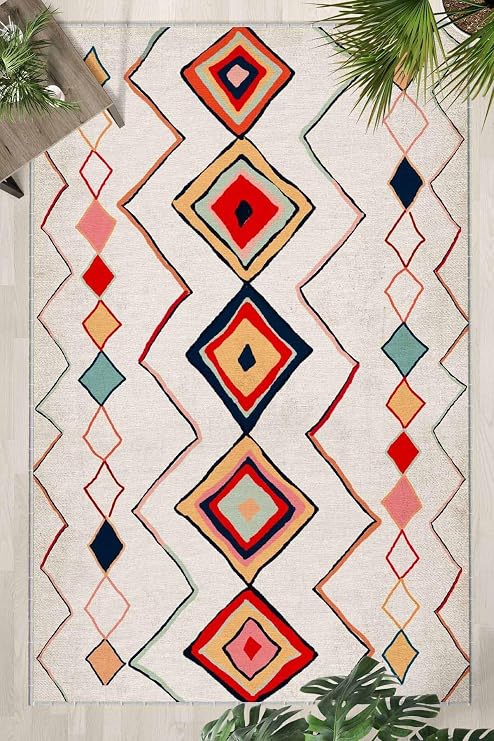 Monnhein Krem Halı 1103 - Yıkanabilir, Kaymaz Taban, Dijital Baskılı, Leke Tutmaz, İnce Hav, Modern Salon, Oturma Odası, Yatak Odası ve Mutfak için Dekoratif Halı