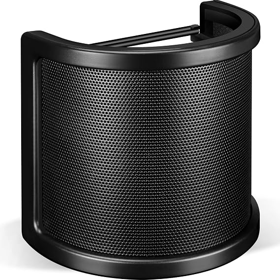 Aokeo Pop Filter, [Upgraded Three Layers] Metal Mesh & Foam & Etamine Layer Microphone Windscreen Cover Handheld Mic Shield Mask,Microphone Accessories for Vocal Recording,YouTube Videos,Streaming
