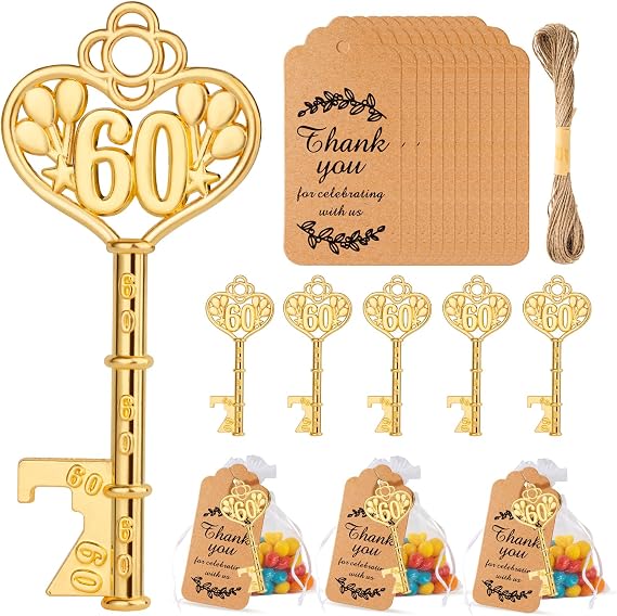 50Pcs 60 Key Bottle Opener for 60th Birthday Party Favors 60th Wedding Anniversary Souvenirs Gifts for Guests,Party Decorations (60)