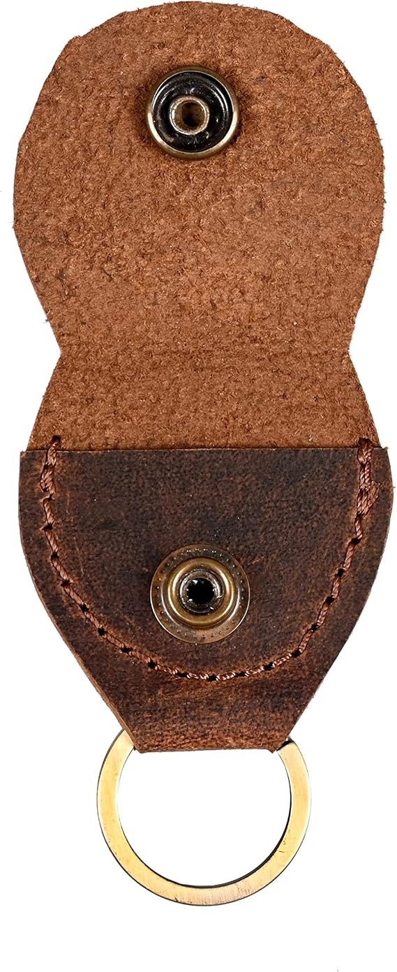 Leather Guitar Pick Holder Keychain, Rustic Handmade Pick Case