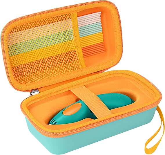 Portable Hard Case Compatible with 3Doodler Start+ Essentials (2024 2023) 3D Pen Set, Storage Organizer Holder Case for 3D Pen and Cable(Cyan)