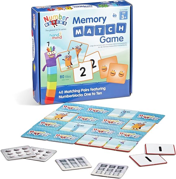 hand2mind Numberblocks Memory Match Game, Tile Game, 80 Tiles, Ages 3+