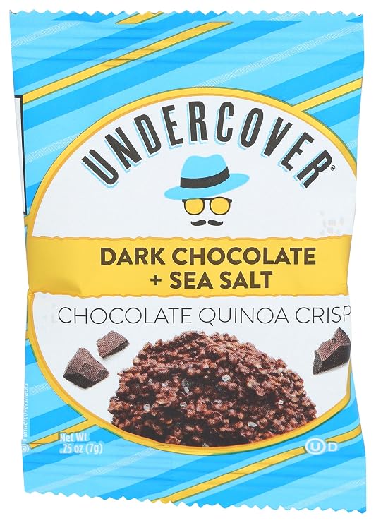 UNDERCOVER CHOCOLATE CO Dark Chocolate Sea Salt Quinoa Snack Crisp, only one very small 1 piece weighs 0.25 OZ